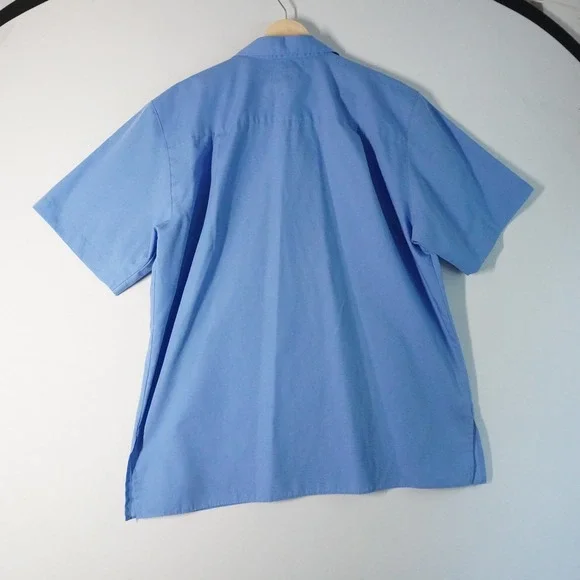 Foxcroft Wrinkle Free Short Sleeve Top Blue Cotton Blend Women's Size 12 - Picture 4 of 7